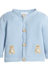Little English Crochet Cardigan Blue Teddy Bear