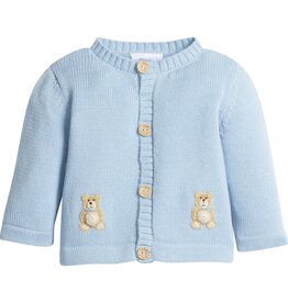 Little English Crochet Cardigan Blue Teddy Bear