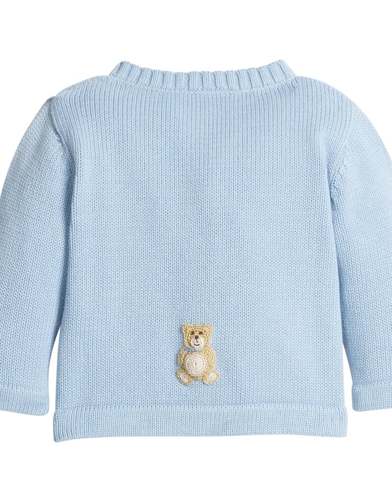 Little English Crochet Cardigan Blue Teddy Bear