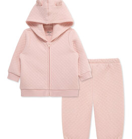 Little Me pink quilt hoodie set