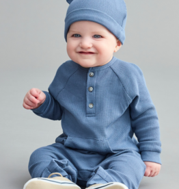 Little Me dk blue coverall w/hat