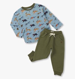 Hatley Kids forest animals graphic tee and pant set