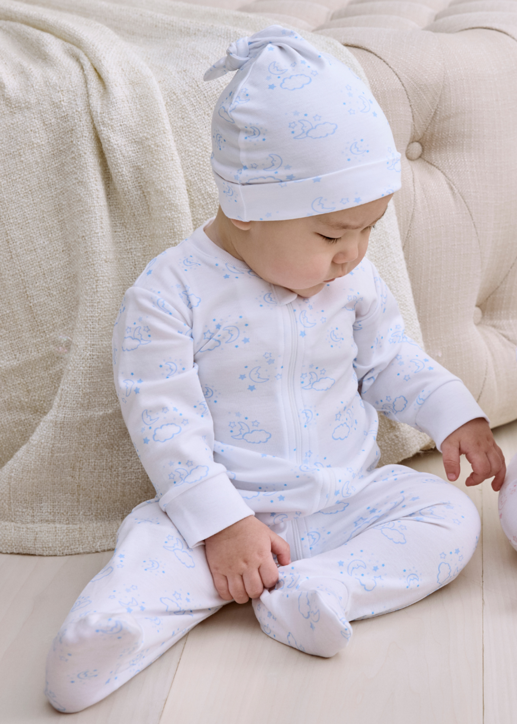 Kissy Kissy Cheerful Good Night Footie w/Zip Lt Blue