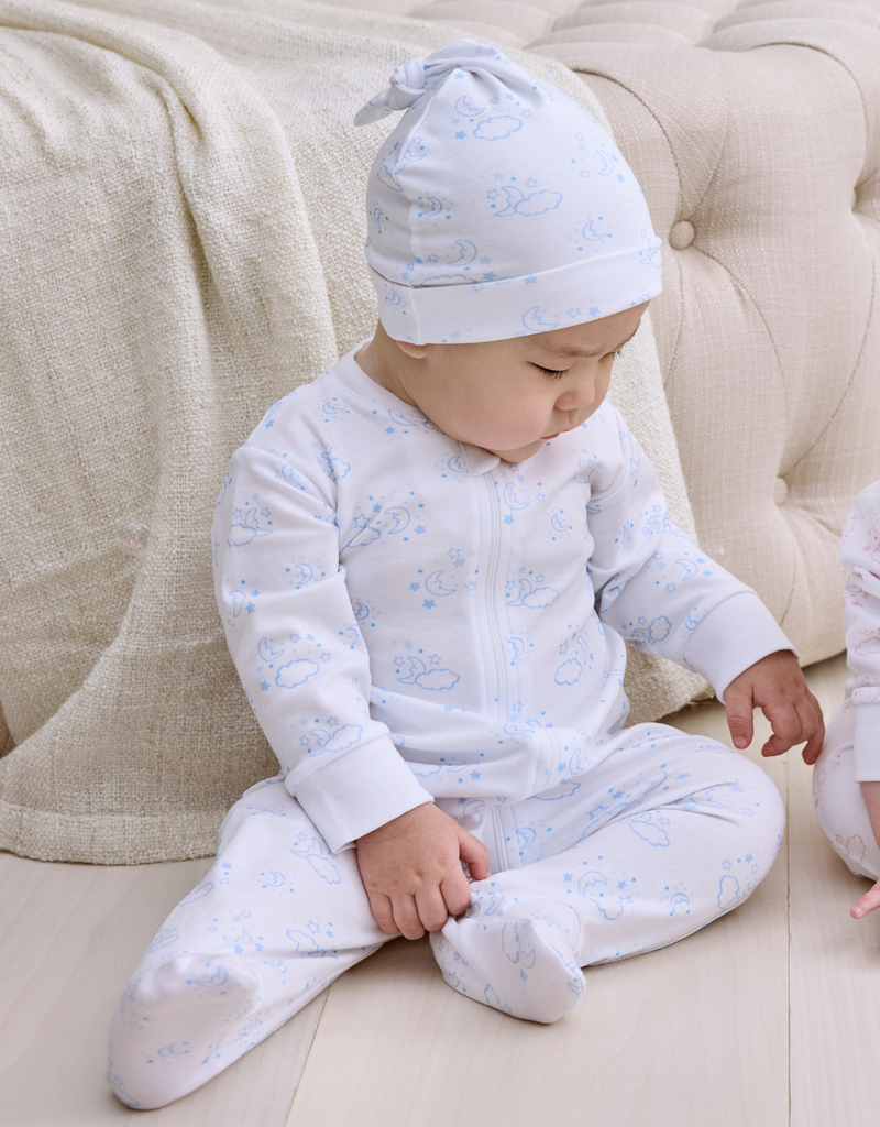 Kissy Kissy Cheerful Good Night Footie w/Zip Lt Blue