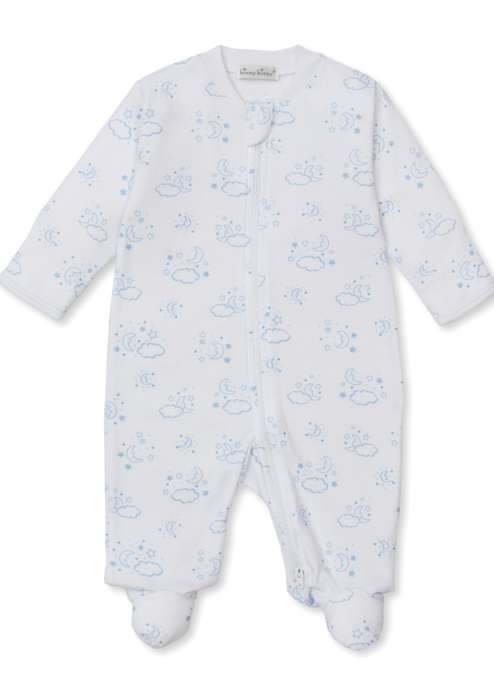 Kissy Kissy Cheerful Good Night Footie w/Zip Lt Blue