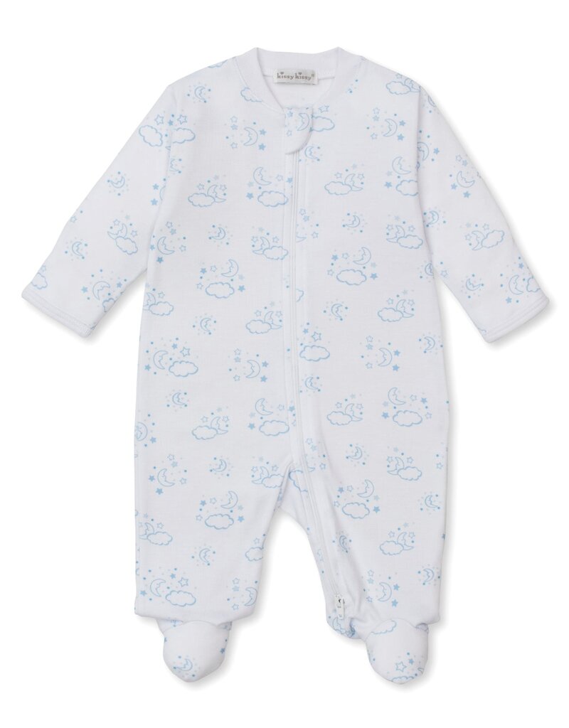 Kissy Kissy Cheerful Good Night Footie w/Zip Lt Blue