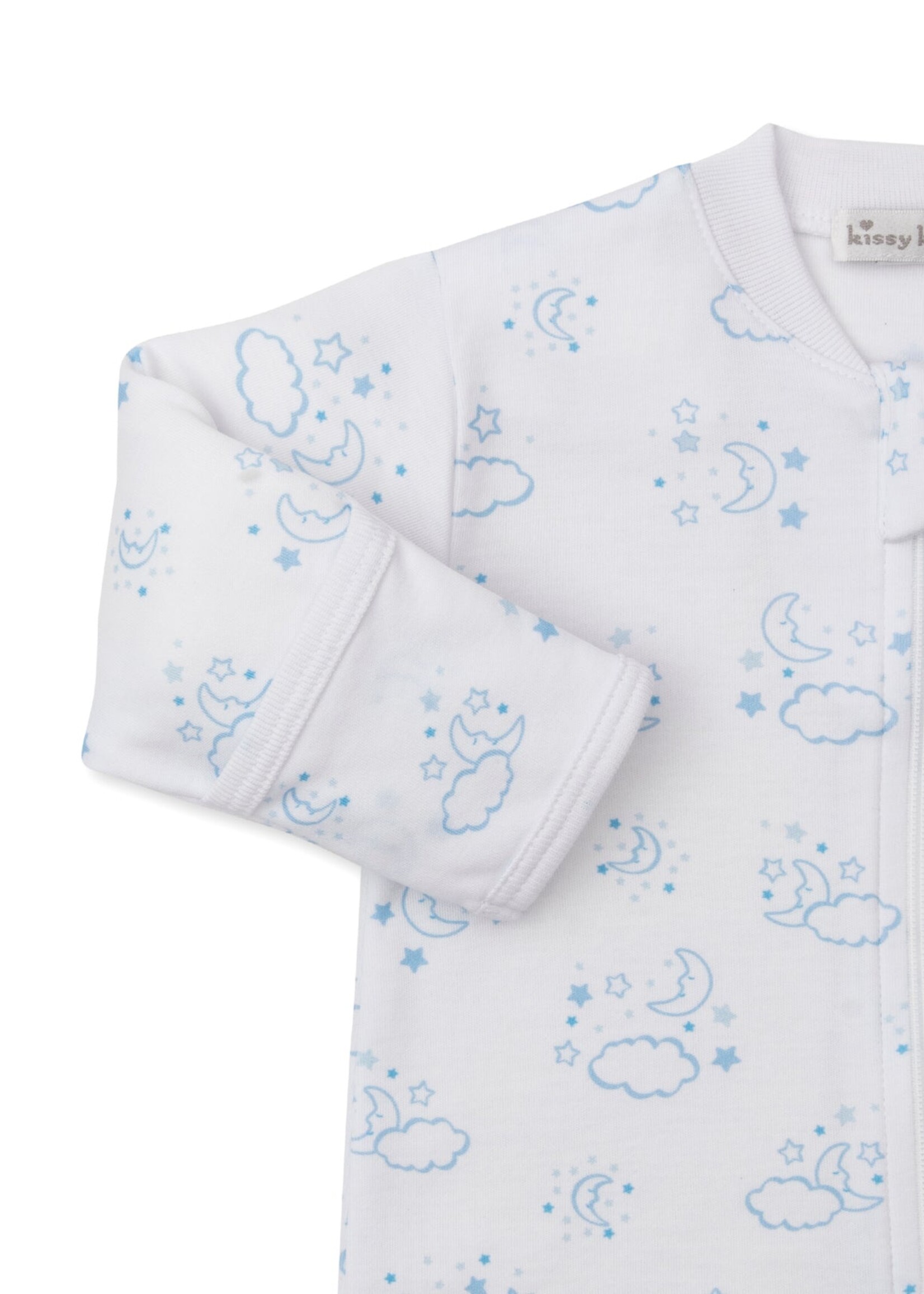 Kissy Kissy Cheerful Good Night Footie w/Zip Lt Blue