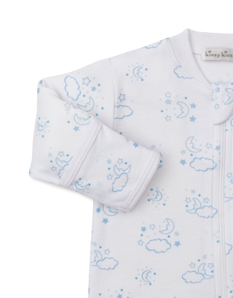 Kissy Kissy Cheerful Good Night Footie w/Zip Lt Blue