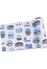 Angel Dear Lake Stickers Swaddle Blanket Country BLue 45x45