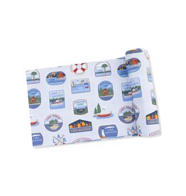 Angel Dear Lake Stickers Swaddle Blanket Country BLue 45x45