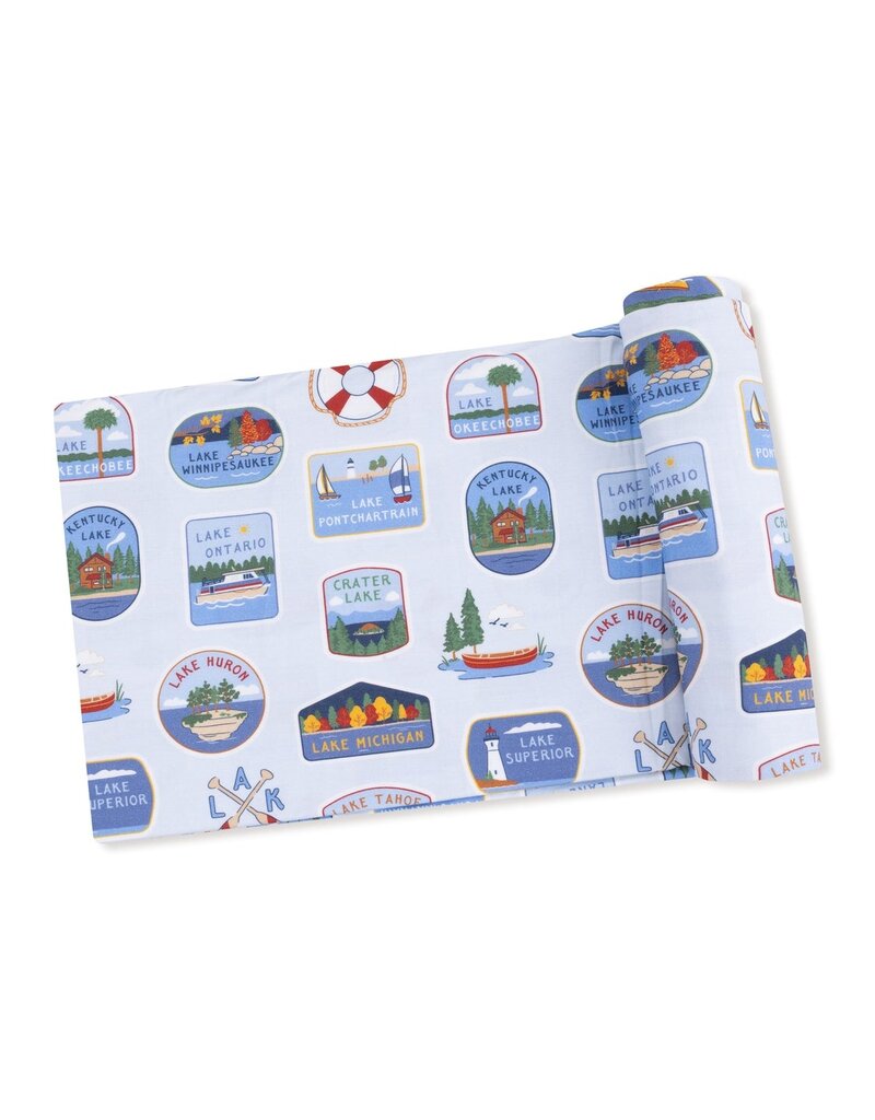 Angel Dear Lake Stickers Swaddle Blanket Country BLue 45x45