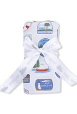 Angel Dear Lake Stickers Swaddle Blanket Country BLue 45x45