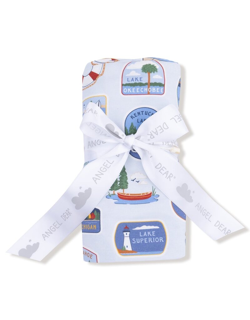 Angel Dear Lake Stickers Swaddle Blanket Country BLue 45x45