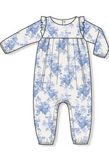 Angel Dear Dream Cottage Floral Blue Ruffle Sleeve Romper