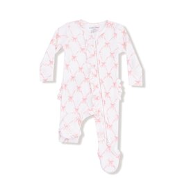 Angel Dear Ribbon Bow Trellis 2 Way Ruffle Zipper Footie