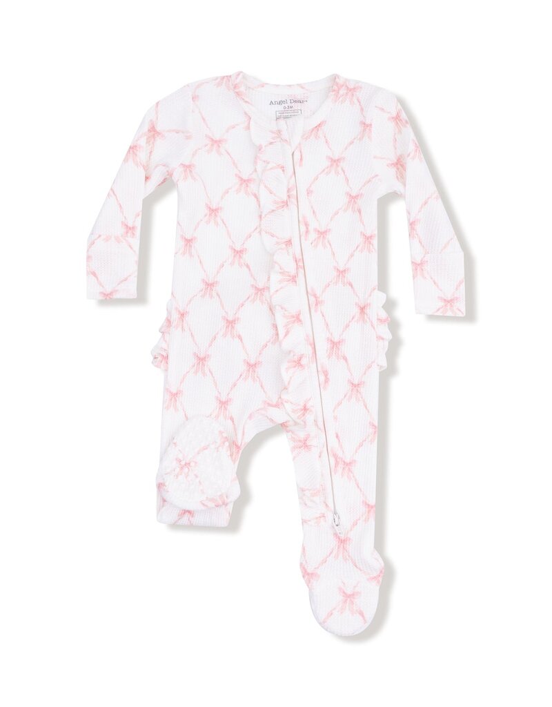 Angel Dear Ribbon Bow Trellis 2 Way Ruffle Zipper Footie