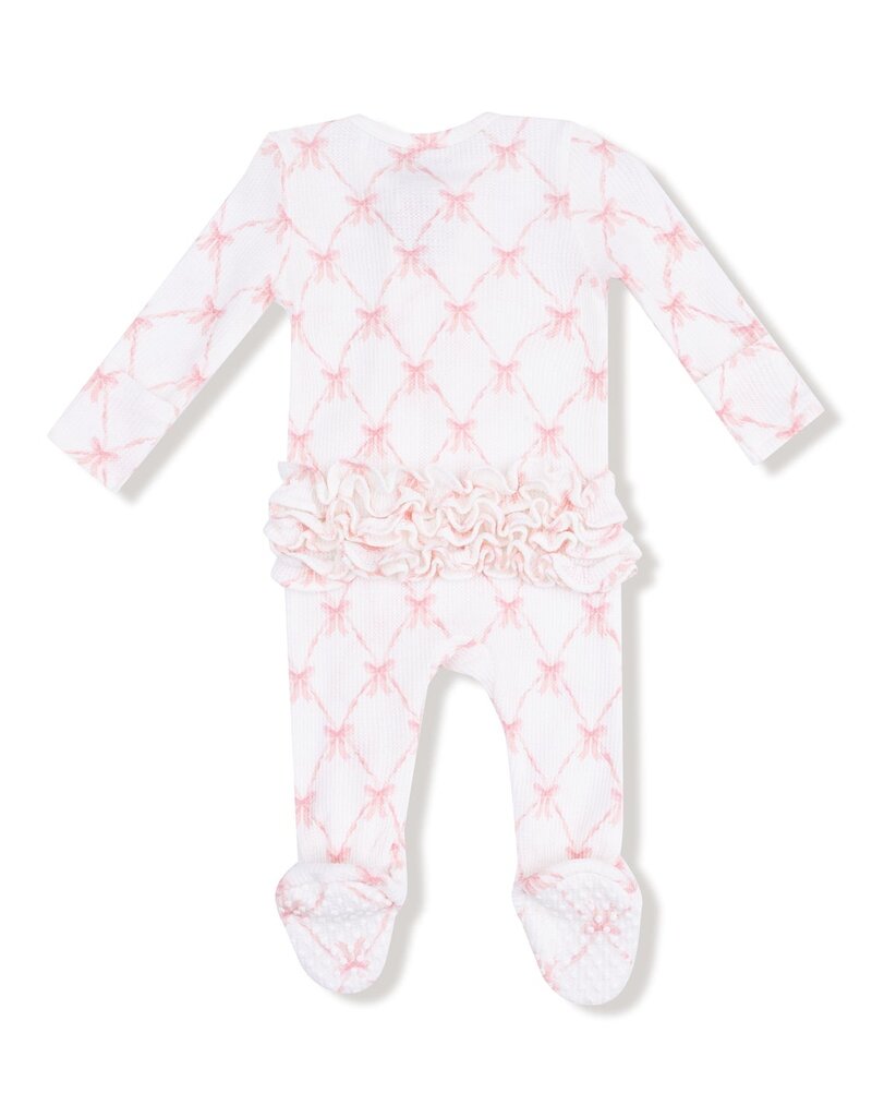 Angel Dear Ribbon Bow Trellis 2 Way Ruffle Zipper Footie