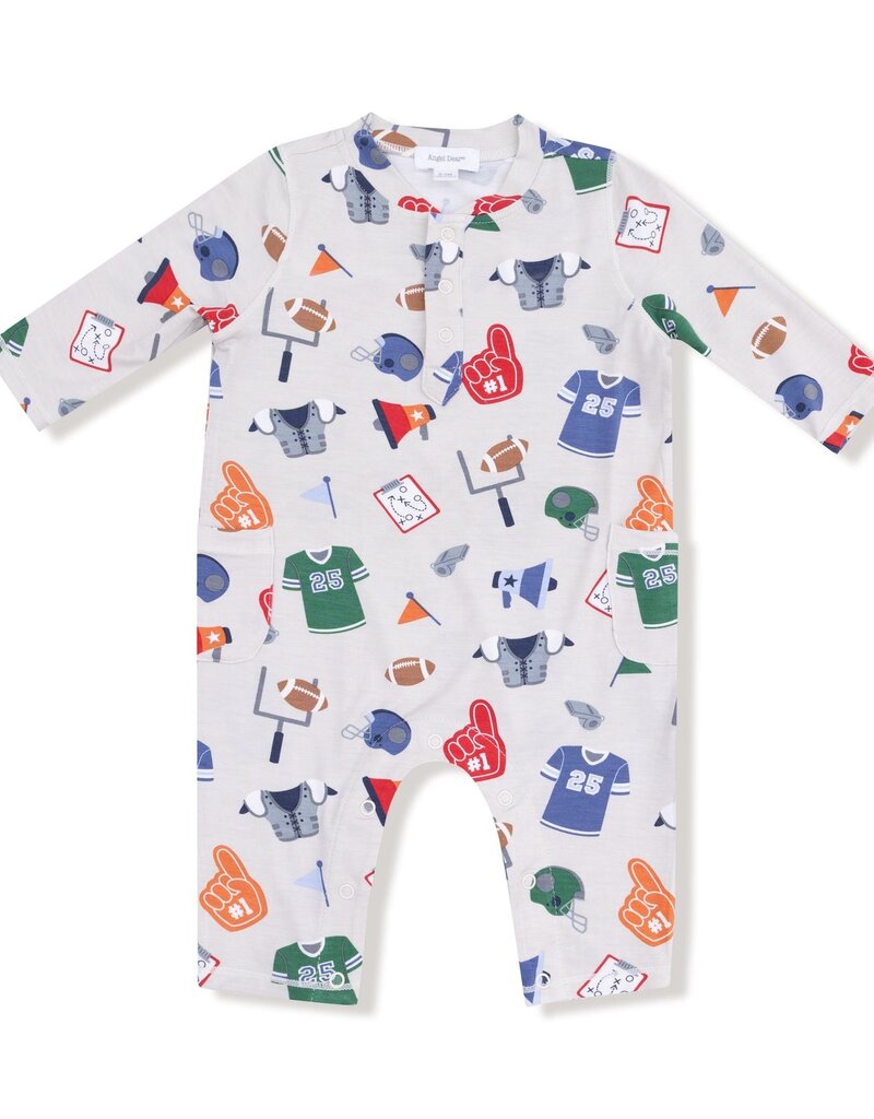 Angel Dear Game Day Grey Uni Romper