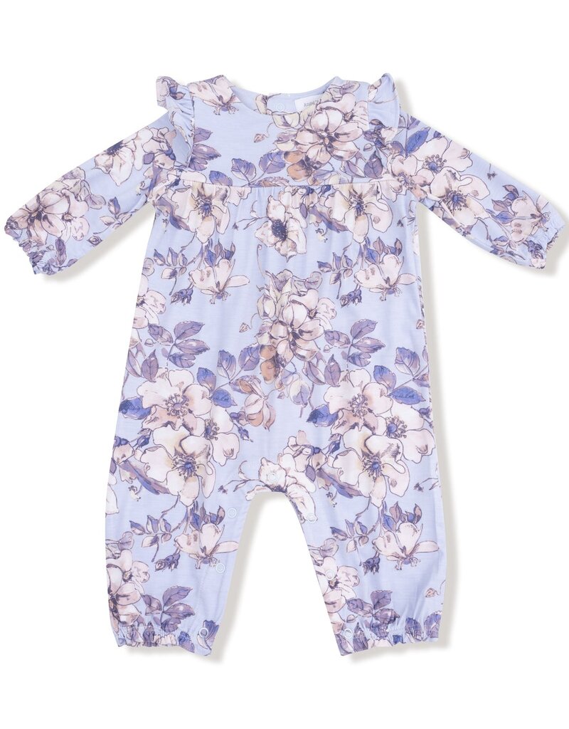 Angel Dear Woodrose Peri Ruffle Sleeve Romper Artic Ice