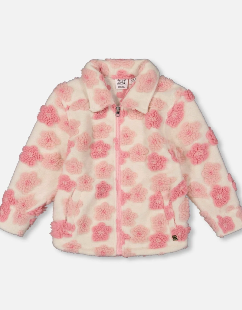 Deux par Deux Sherpa Overshirt Off-White And Pink
