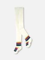 Deux par Deux SALE. Striped Footed Knit Tights Off-White
