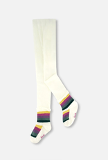 Deux par Deux Striped Footed Knit Tights Off-White