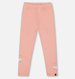 Deux par Deux Organic Cotton Leggings Dusty Pink w/Unicorn Print