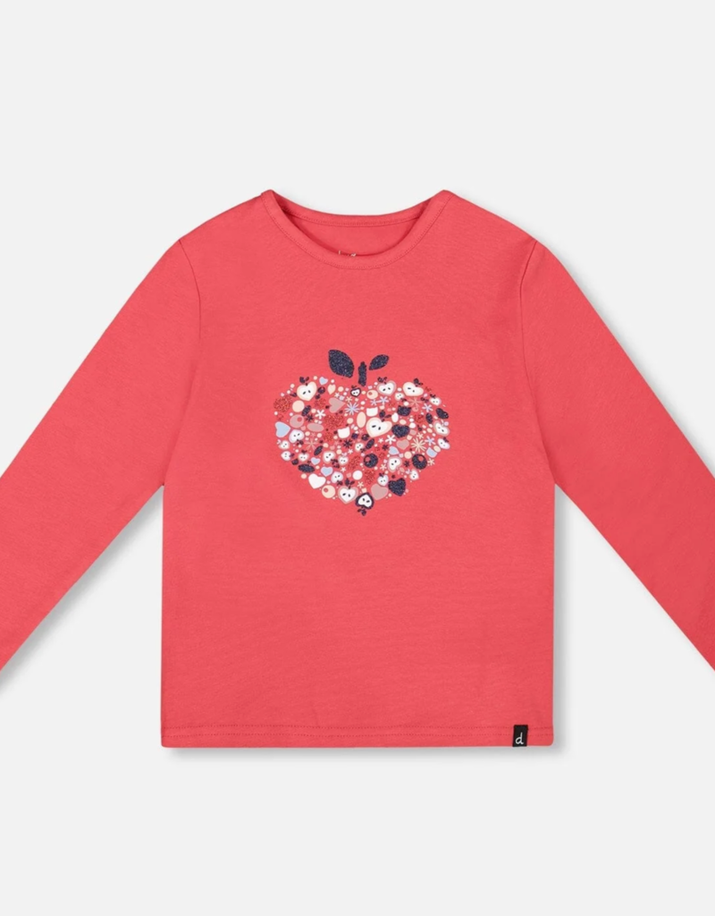 Deux par Deux Organic Cotton T-Shirt Red w/Mini Apples