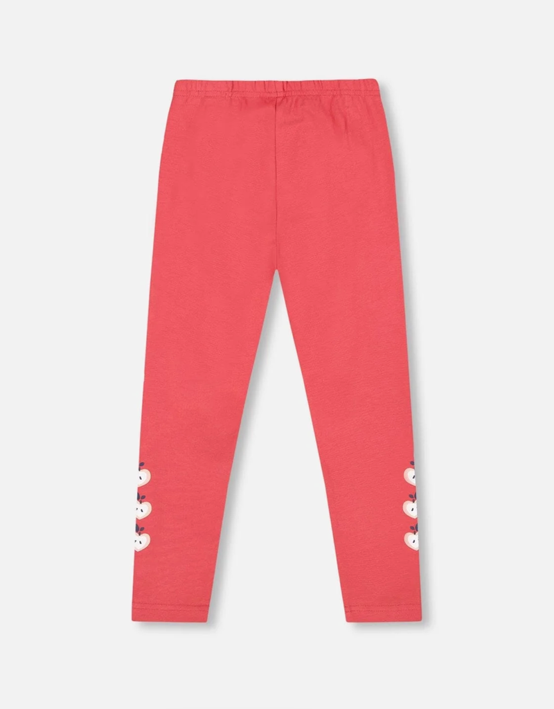 Deux par Deux Organic Cotton Leggings Red w/Apples