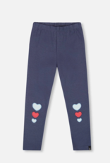 Deux par Deux Organic Cotton Leggings Navy Blue w/Hearts
