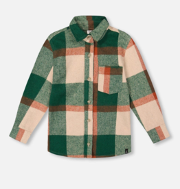 Deux par Deux L/S Yarn Dyed Plaid Shirt Green Orange