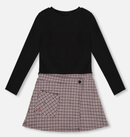 Deux par Deux Bi-Material Dress Black And Houndstooth