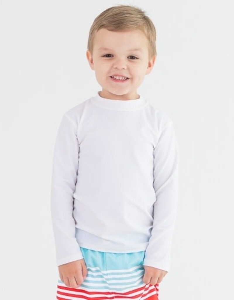 RuffleButts Long Sleeve Rash Guard White