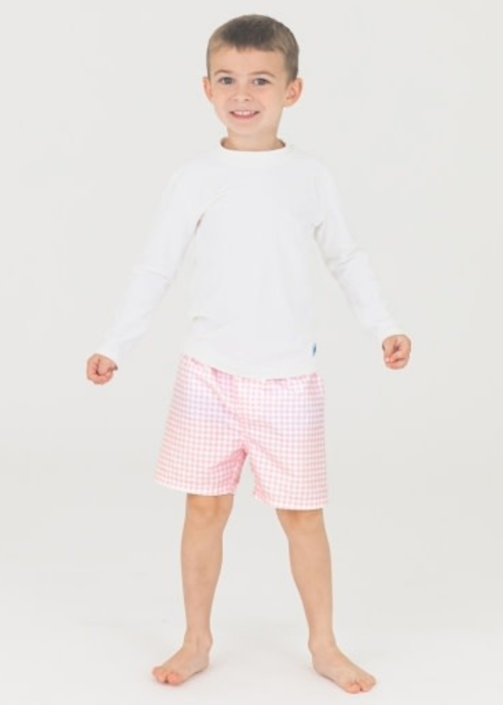RuffleButts Long Sleeve Rash Guard White