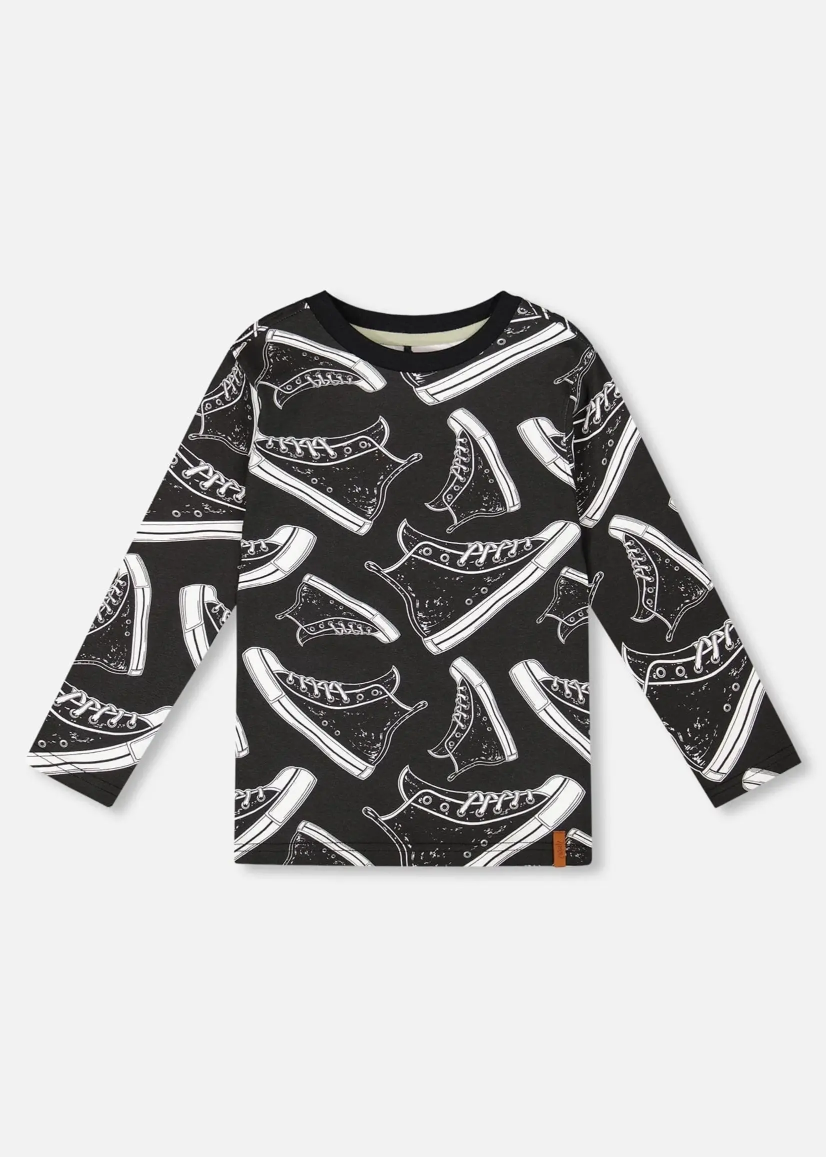 Deux par Deux Black Tee w/High Top Print