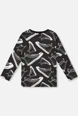 Deux par Deux Black Tee w/High Top Print
