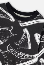 Deux par Deux Black Tee w/High Top Print