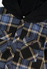 Deux par Deux Blue/Black Plaid Flannel Shirt w/Hood