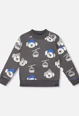 Deux par Deux Charcoal Sweatshirt w/Dog Print