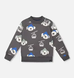 Deux par Deux Charcoal Sweatshirt w/Dog Print
