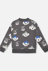 Deux par Deux Charcoal Sweatshirt w/Dog Print