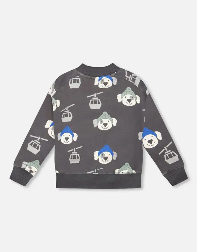 Deux par Deux Charcoal Sweatshirt w/Dog Print