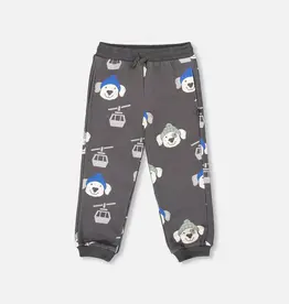 Deux par Deux SALE Charcoal Sweatpants w/Dog Print
