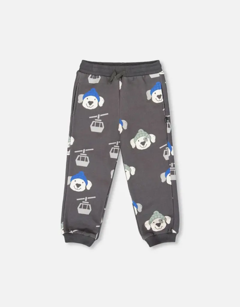 Deux par Deux Charcoal Sweatpants w/Dog Print