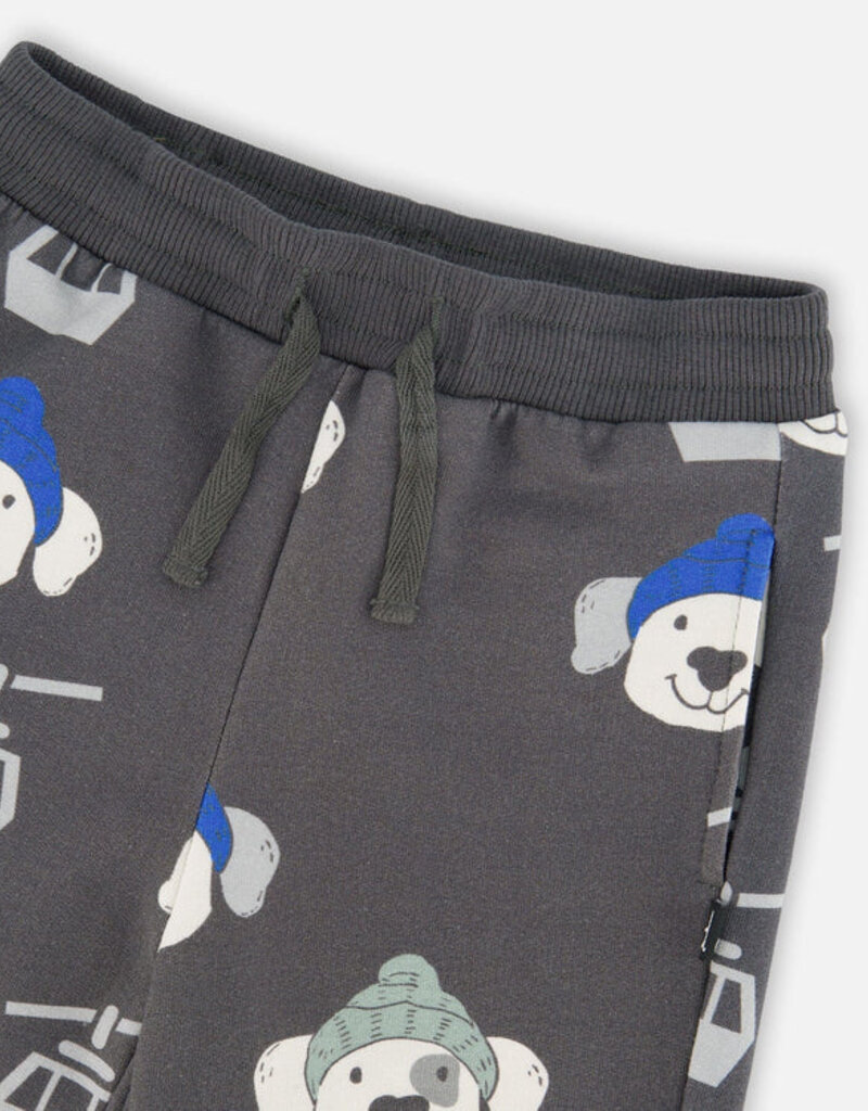 Deux par Deux Charcoal Sweatpants w/Dog Print