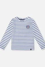 Deux par Deux L/S Striped Dusty Blue Tee