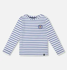 Deux par Deux SALE L/S Striped Dusty Blue Tee