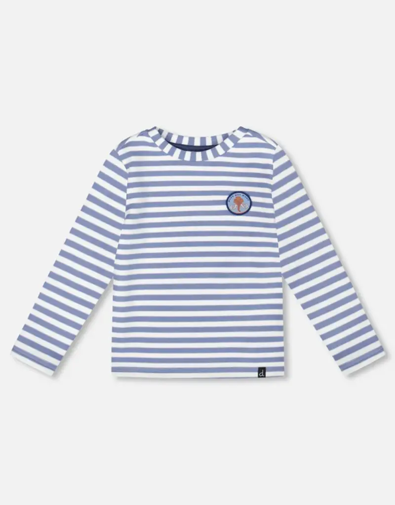 Deux par Deux L/S Striped Dusty Blue Tee
