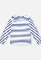 Deux par Deux L/S Striped Dusty Blue Tee
