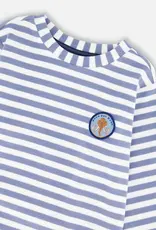 Deux par Deux L/S Striped Dusty Blue Tee